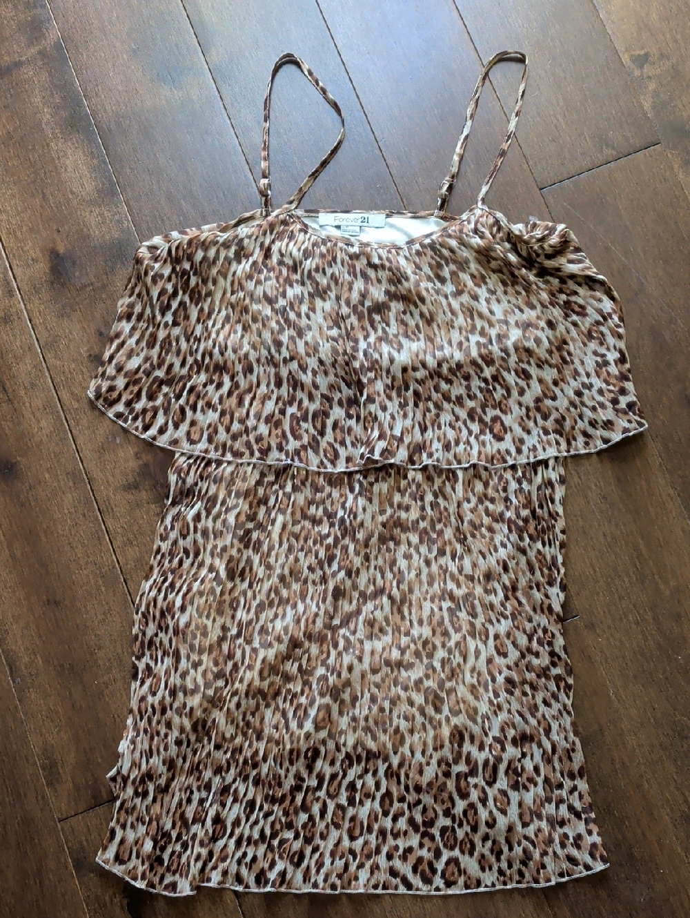 Forever 21 Beige and Brown Leopard Print Ruffle Cami
